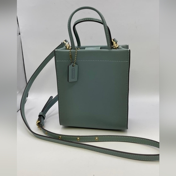 Coach Mini Cashin Tote NWOT crossbody bag purse blue/light blue/sage - Picture 6 of 6